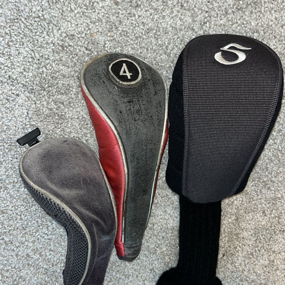 Set of 3 worn old hybrid & 5 head cover covers